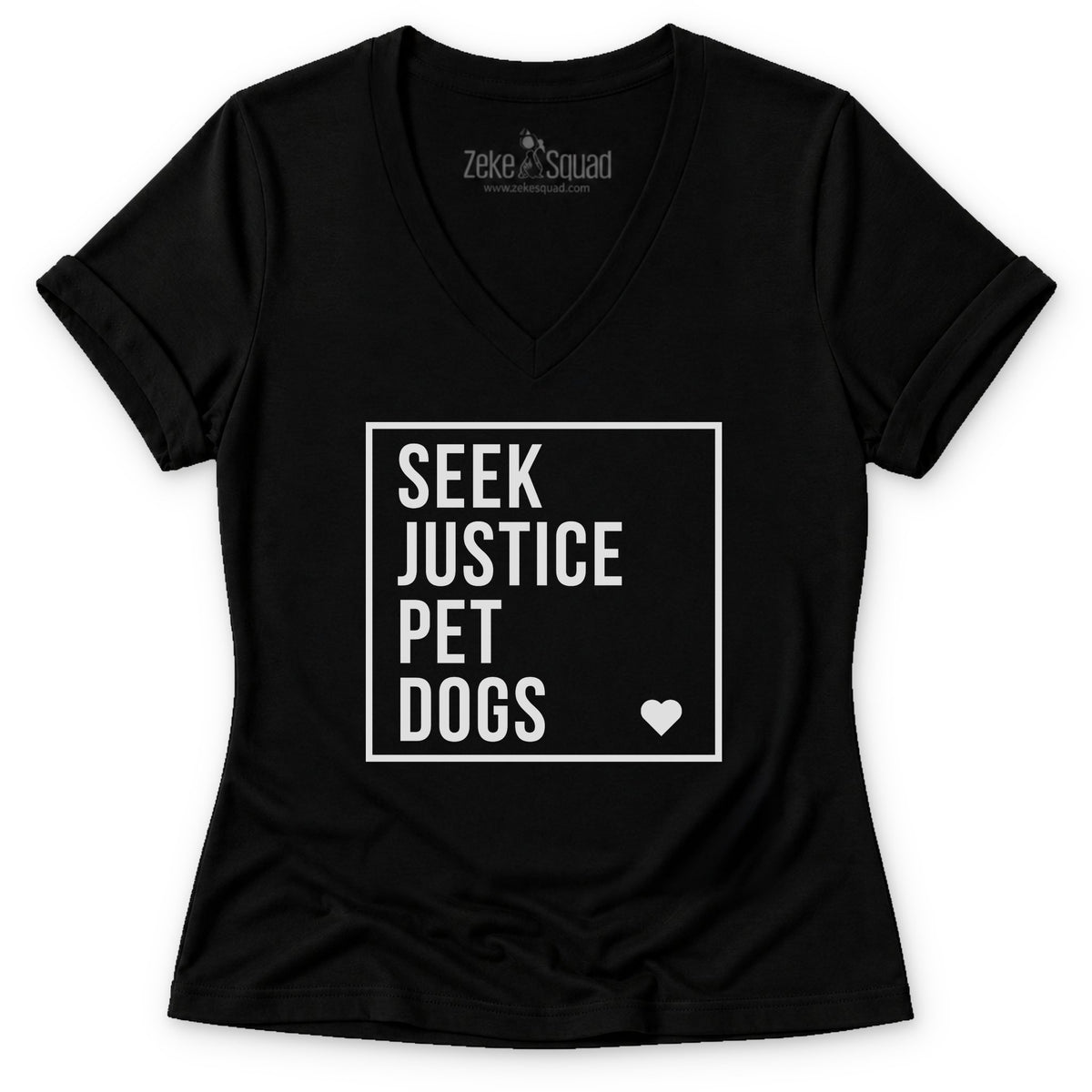 Seek Justice Women's V-neck - Zeke Squad