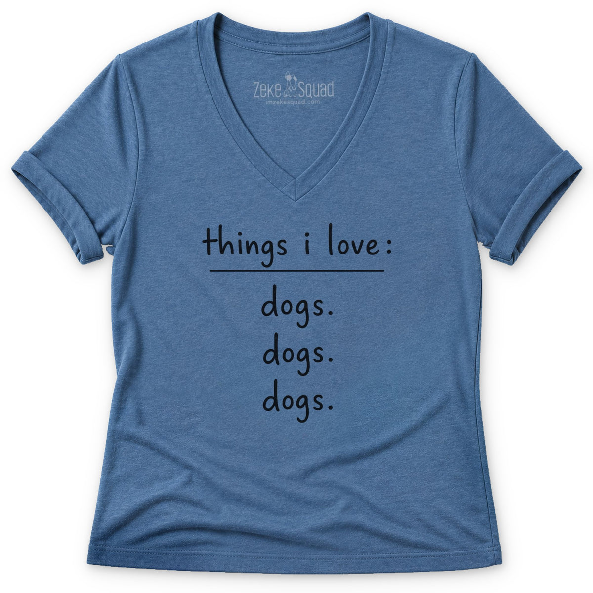 I Love Dogs Women's V-neck - Zeke Squad