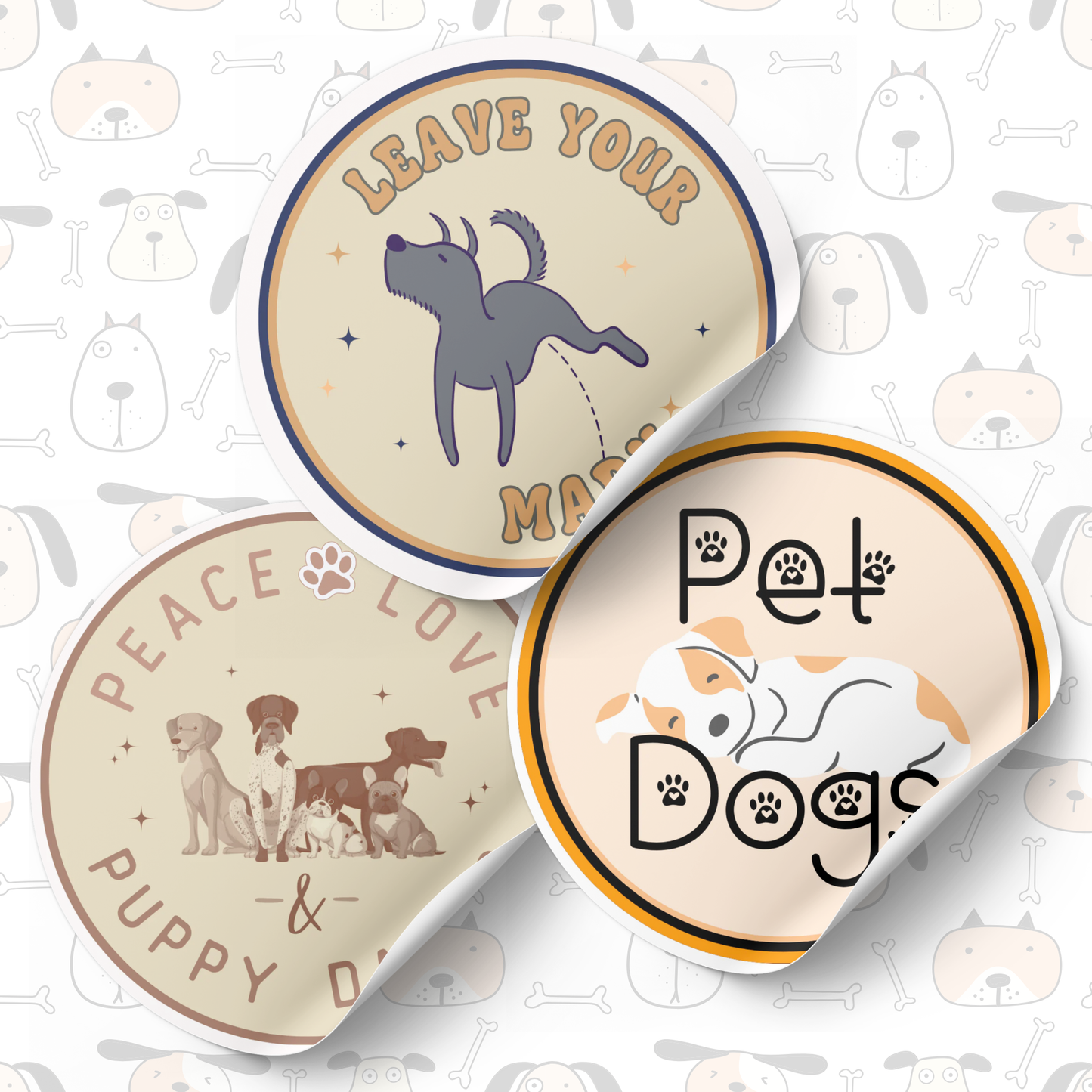 Stickers 3-Pack of 3" Round | Peace, Love & Marking Things