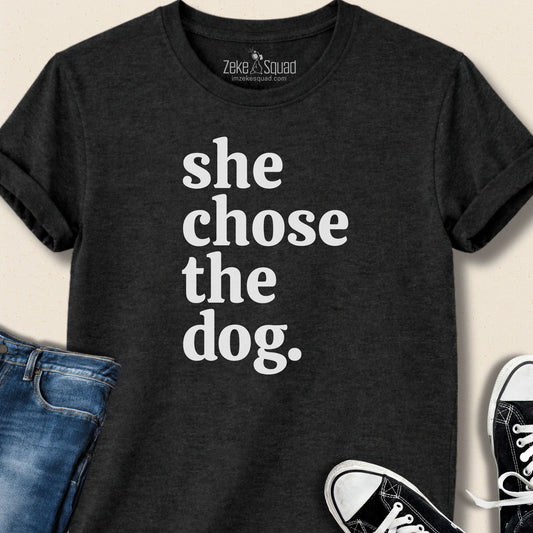 She chose the dog T-shirt - Zeke Squad