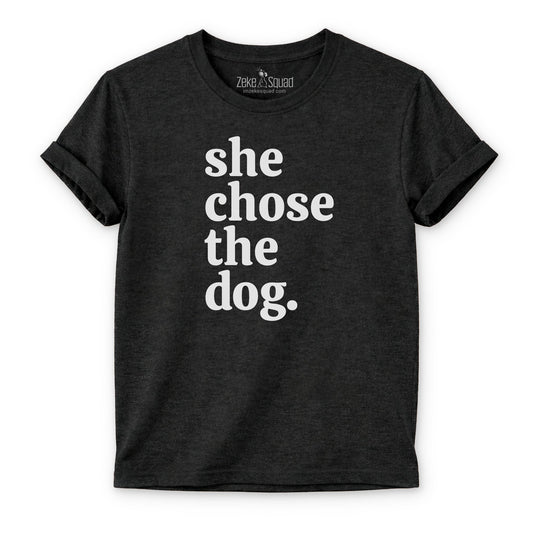 She chose the dog T-shirt - Zeke Squad