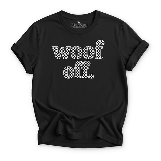 Woof Off. Retro Checkered T-shirt - Zeke Squad