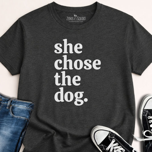She chose the dog T-shirt - Zeke Squad