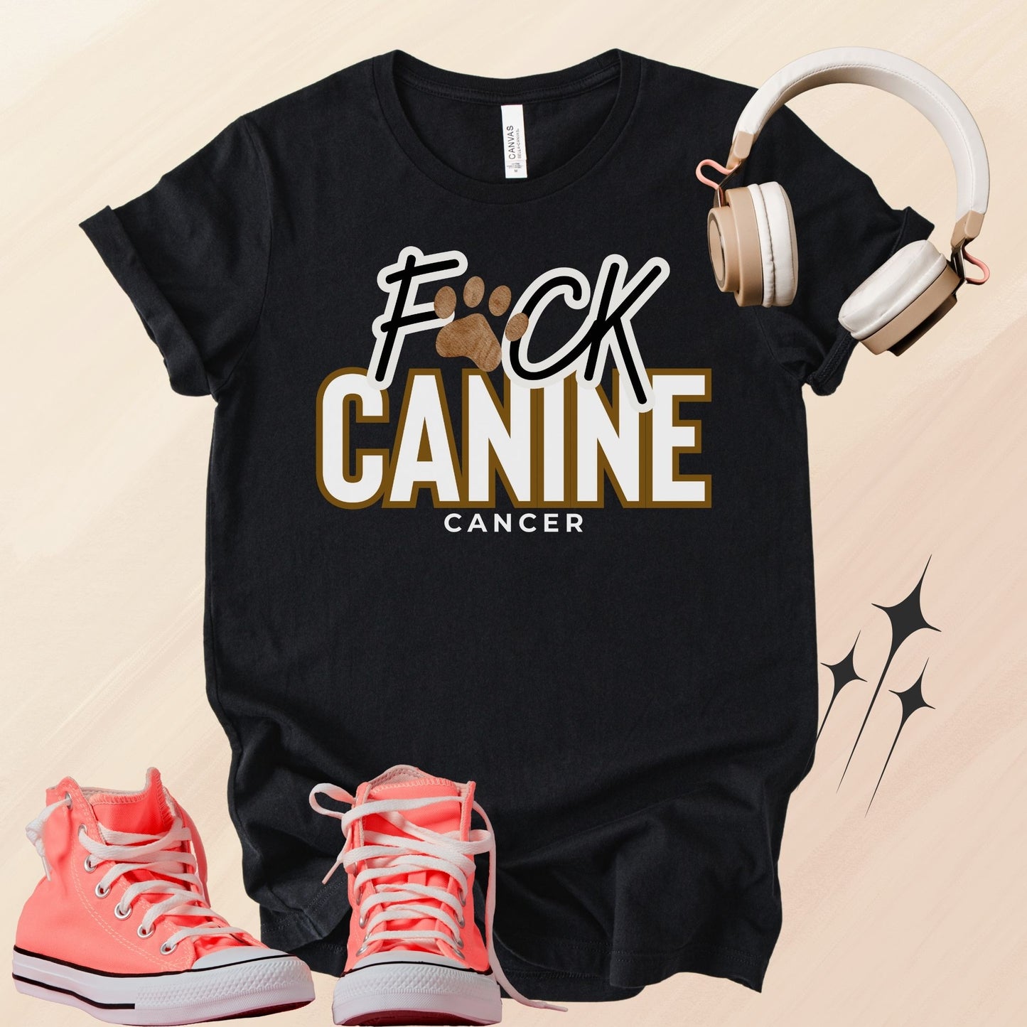 Unisex Zeke Squad T-shirt with the bold message “Fuck Canine Cancer” for awareness and advocacy.