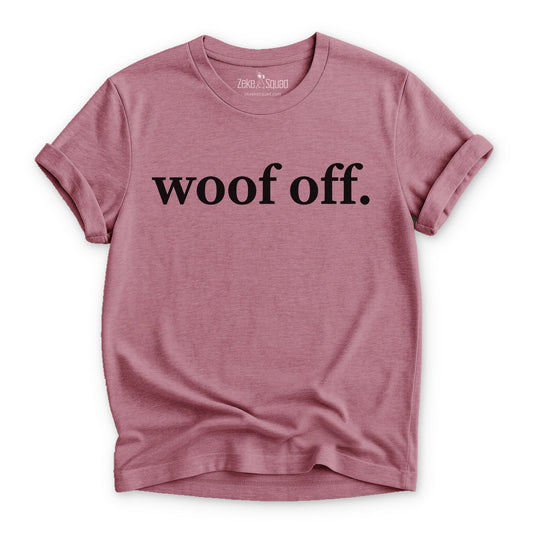 Woof Off tee in lilac for dog people | Zeke Squad