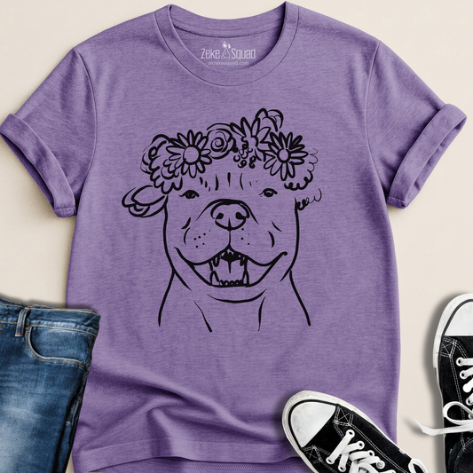 Floral Crown Pittie T-shirt