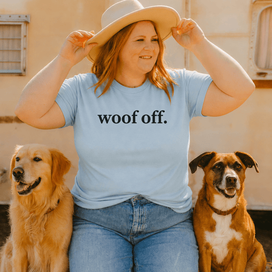 Woof Off tee in lilac for dog people | Zeke Squad