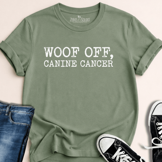 Woof Off, Canine Cancer T-shirt - Zeke Squad