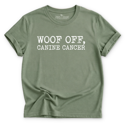 Woof Off, Canine Cancer T-shirt - Zeke Squad
