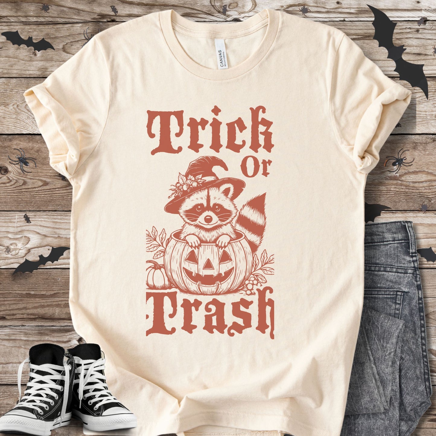 Trick or Trash T-Shirt | Funny Raccoon Pumpkin Halloween Tee – Zeke Squad