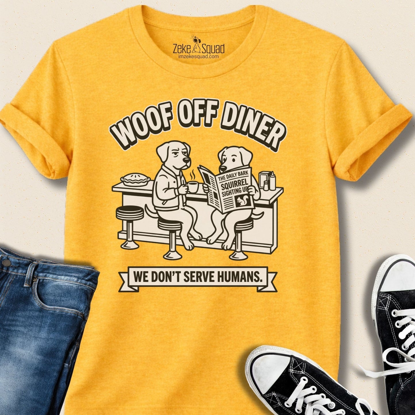Woof Off Diner T-shirt - Zeke Squad
