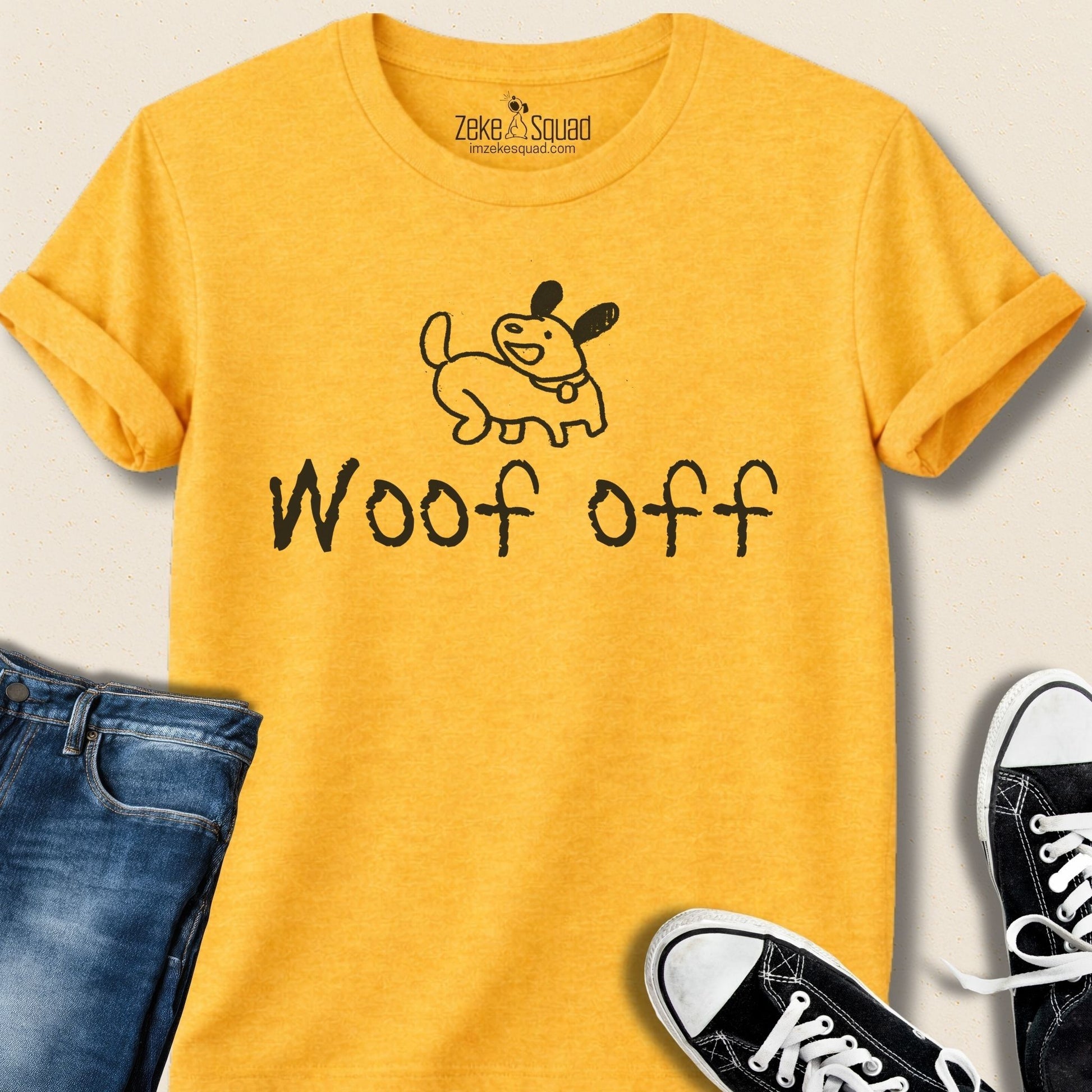 Woof Off Sketchy Dog T-shirt - Zeke Squad