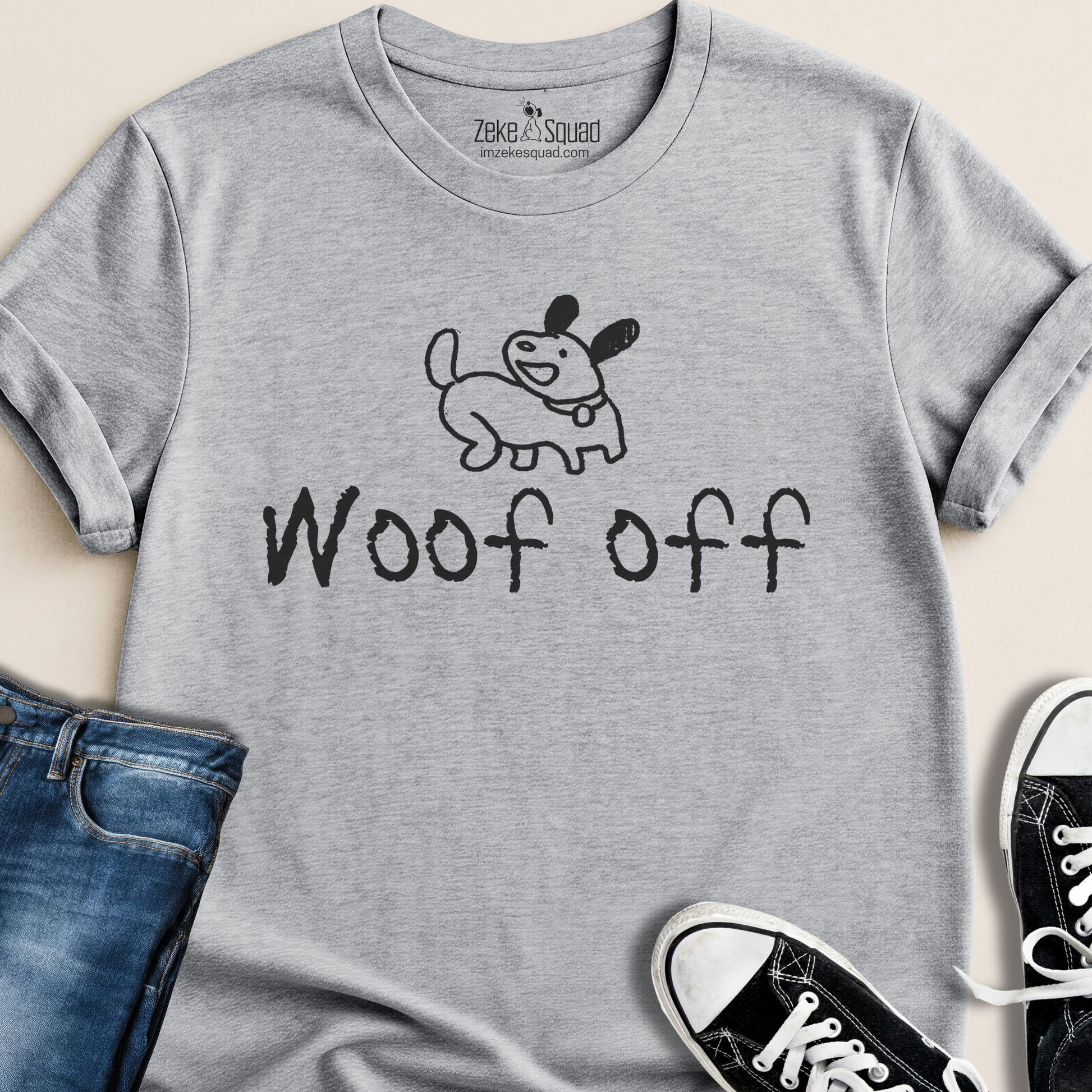 Woof Off Sketchy Dog T-shirt - Zeke Squad