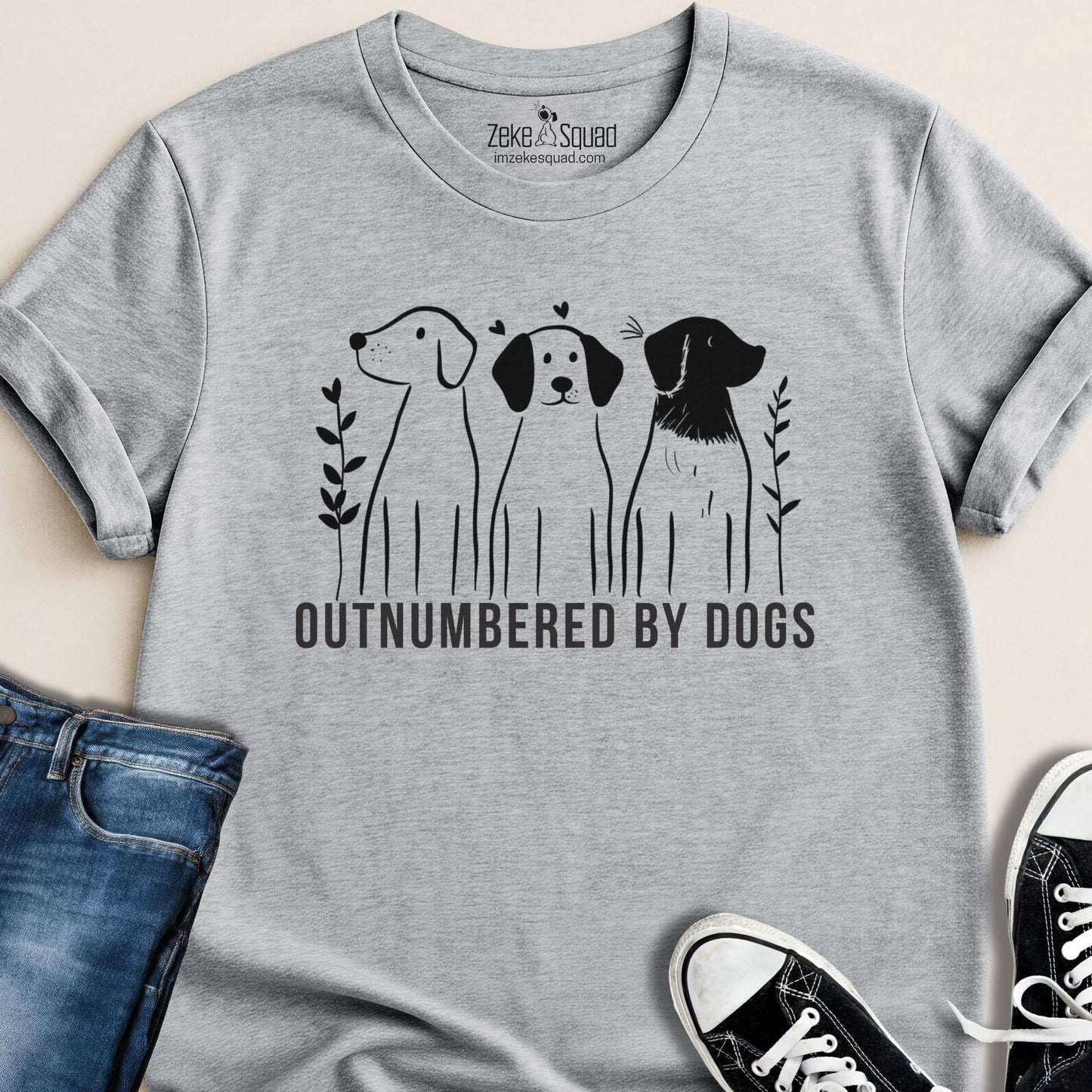 Outnumbered By Dogs T-shirt - Zeke Squad