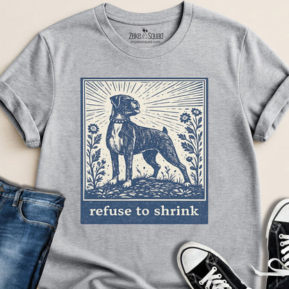 Refuse To Shrink Boxer Linocut T-shirt - Zeke Squad