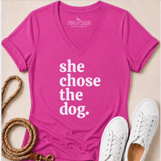 She Chose the Dog Women's V-neck