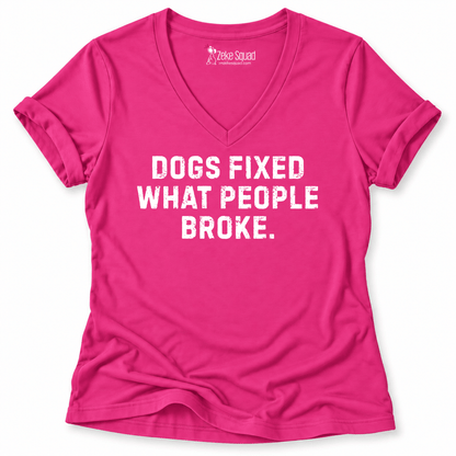 Dogs Fixed Women's V-neck - Zeke Squad