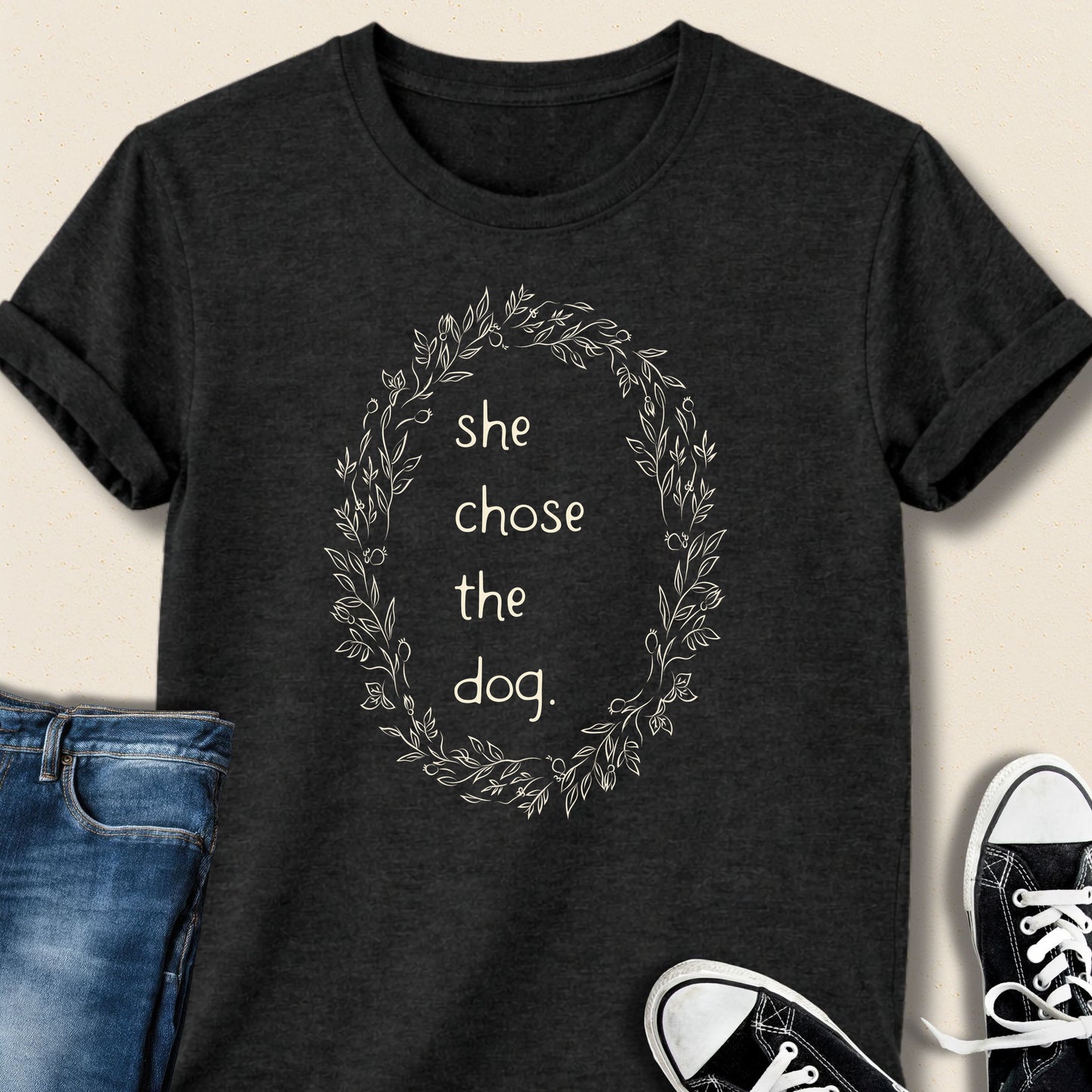 She Chose the Dog Floral T-shirt
