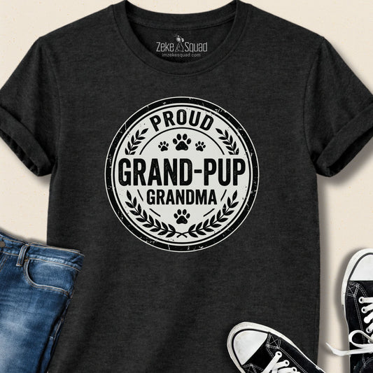 Proud Grand - pup Grandma T-shirt - Zeke Squad