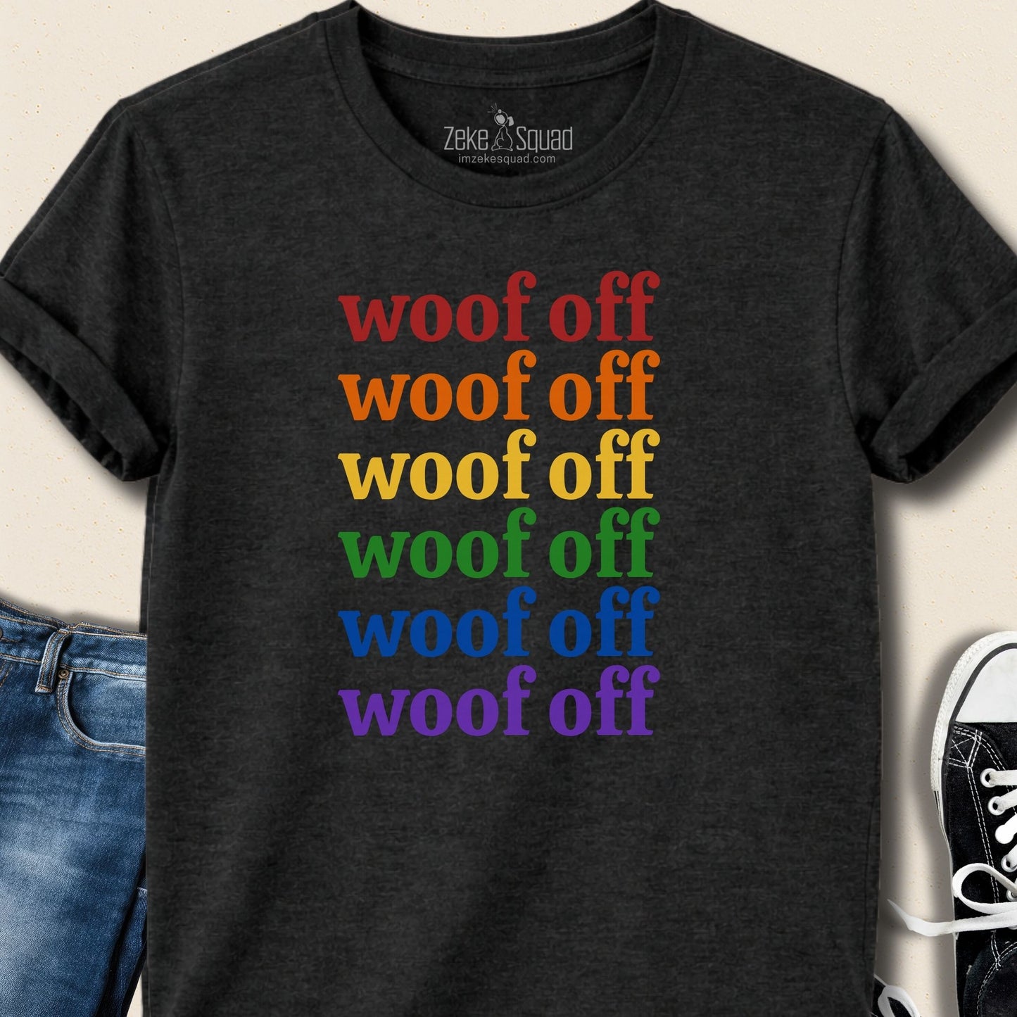 Woof Off Rainbow T-shirt