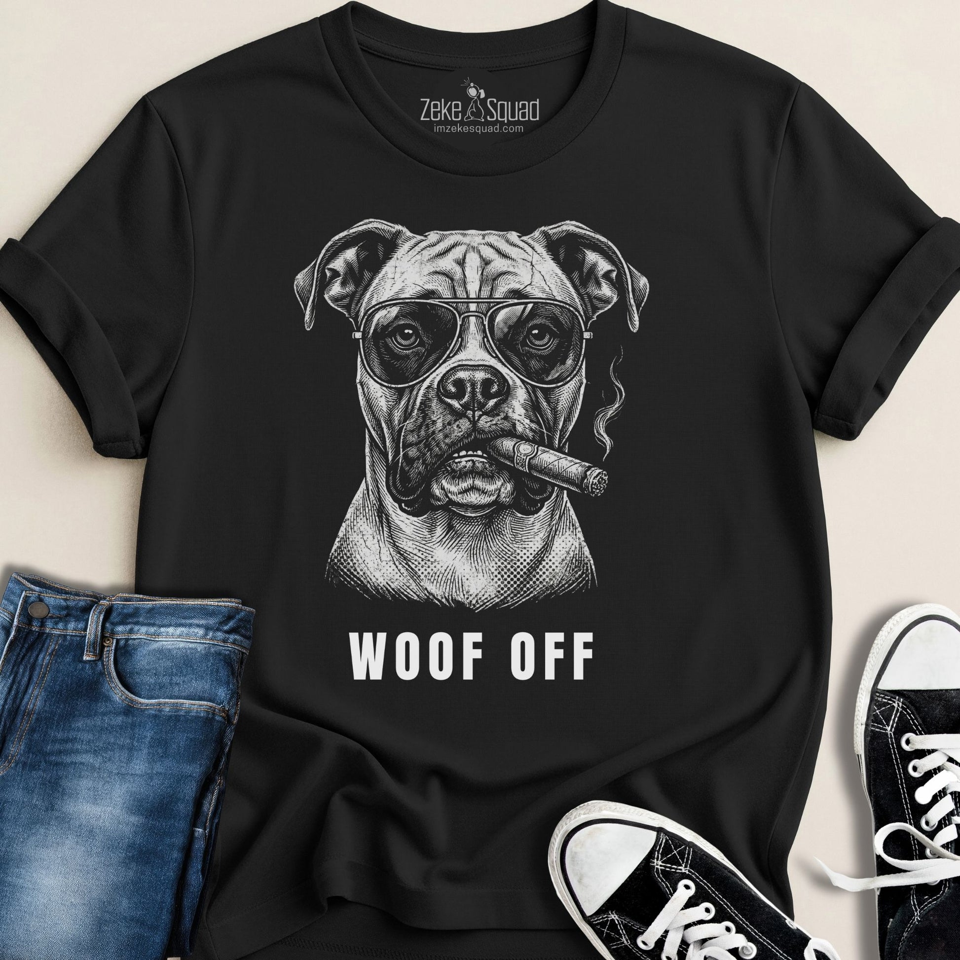 Woof Off Cool Boxer T-shirt - Zeke Squad