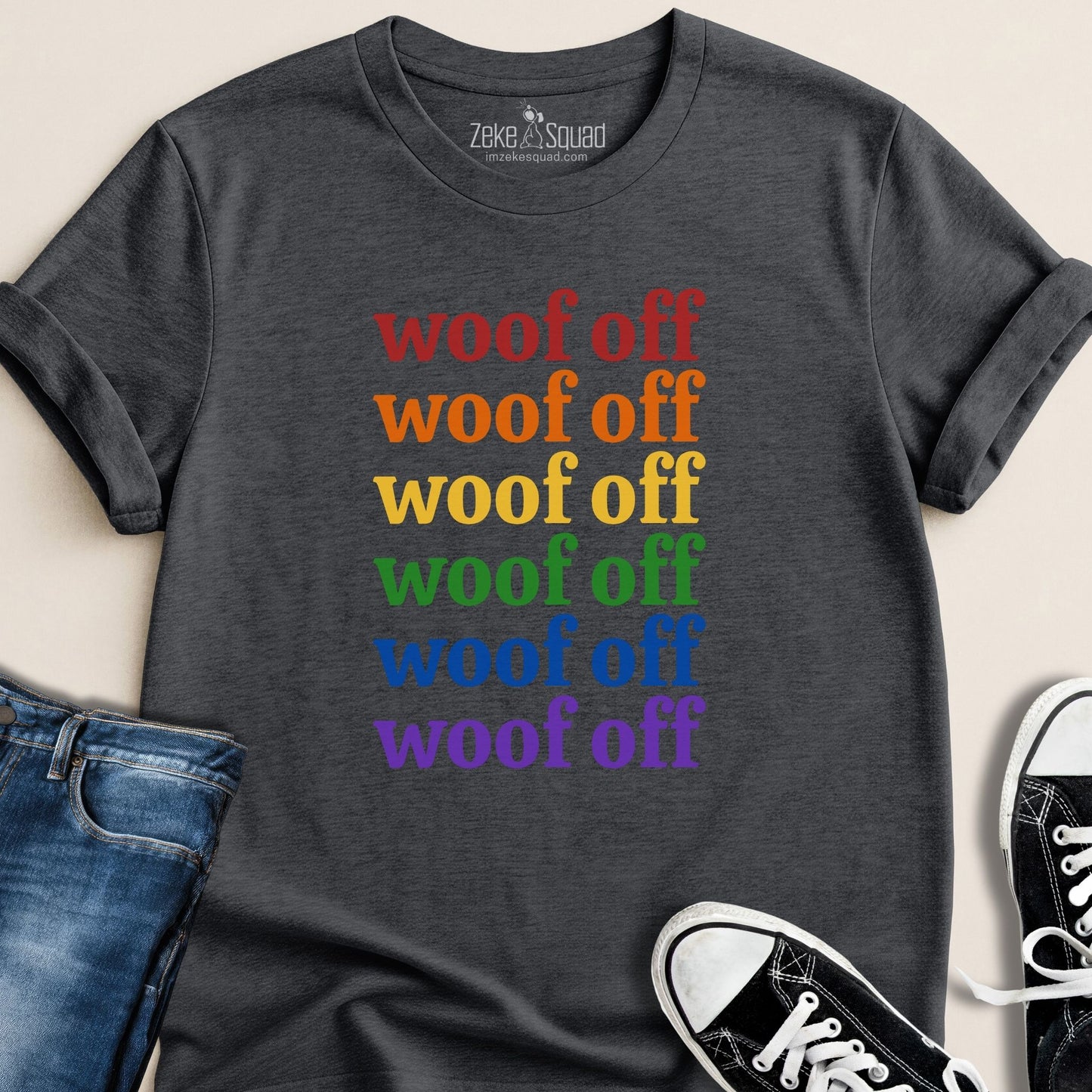 Woof Off Rainbow T-shirt