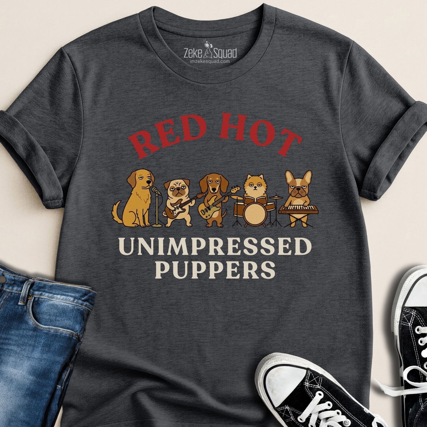 Red Hot Unimpressed Puppers T-shirt - Zeke Squad