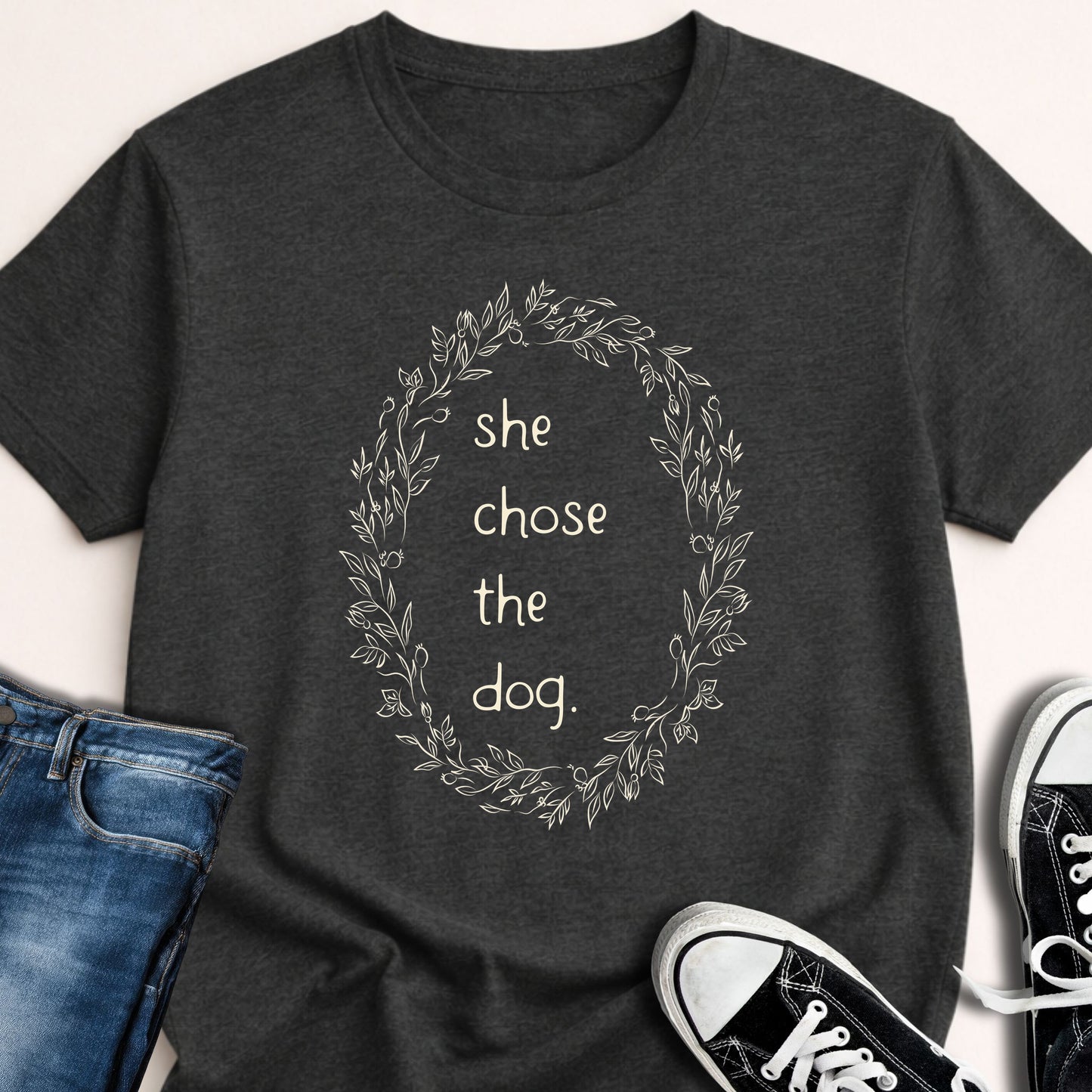 She Chose the Dog Floral T-shirt