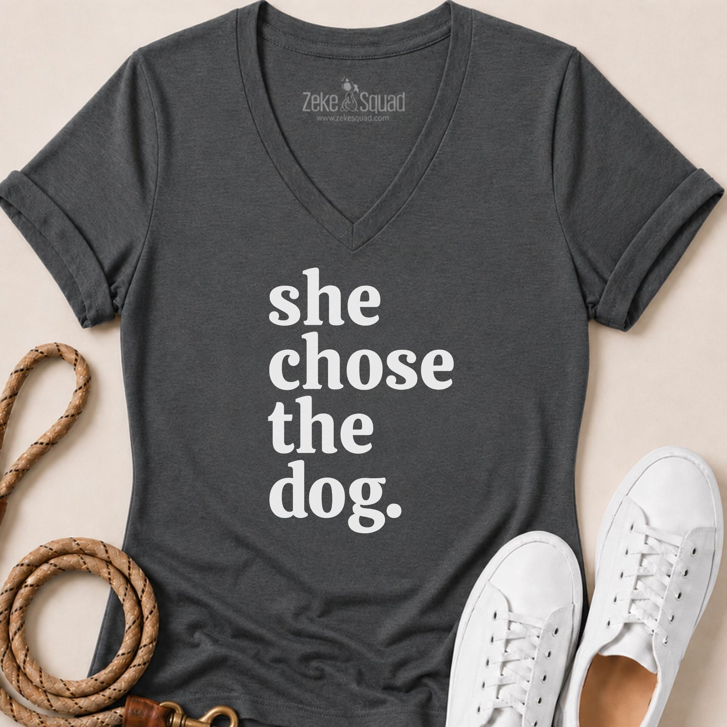 She Chose the Dog V-Neck T-Shirt
