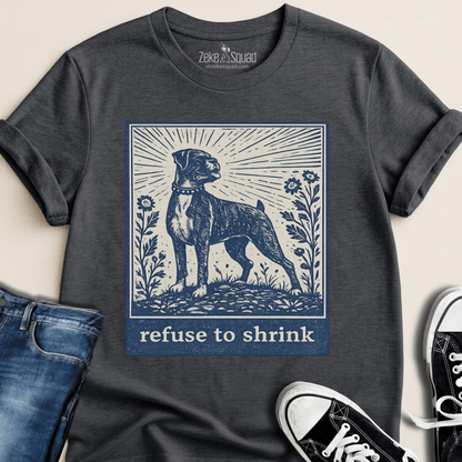Refuse To Shrink Boxer Linocut T-shirt - Zeke Squad