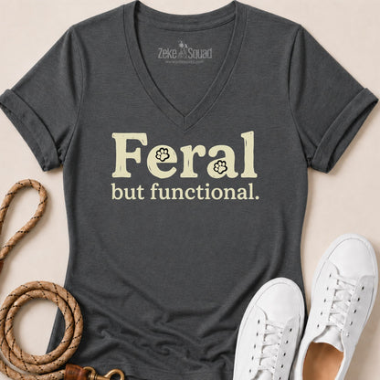 Feral but Functional Women's V-neck - Zeke Squad