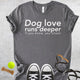 Unisex Zeke Squad T-shirt with the quote “Dog love runs deeper, if you know you know” for dog lovers and pet parents.