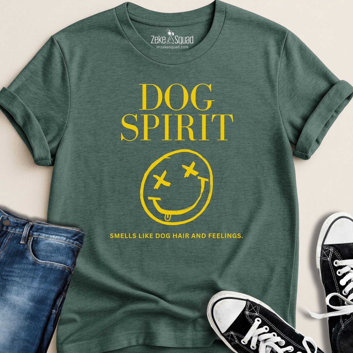 Dog Spirit. Smells Like Dog Hair & Feelings T-shirt - Zeke Squad