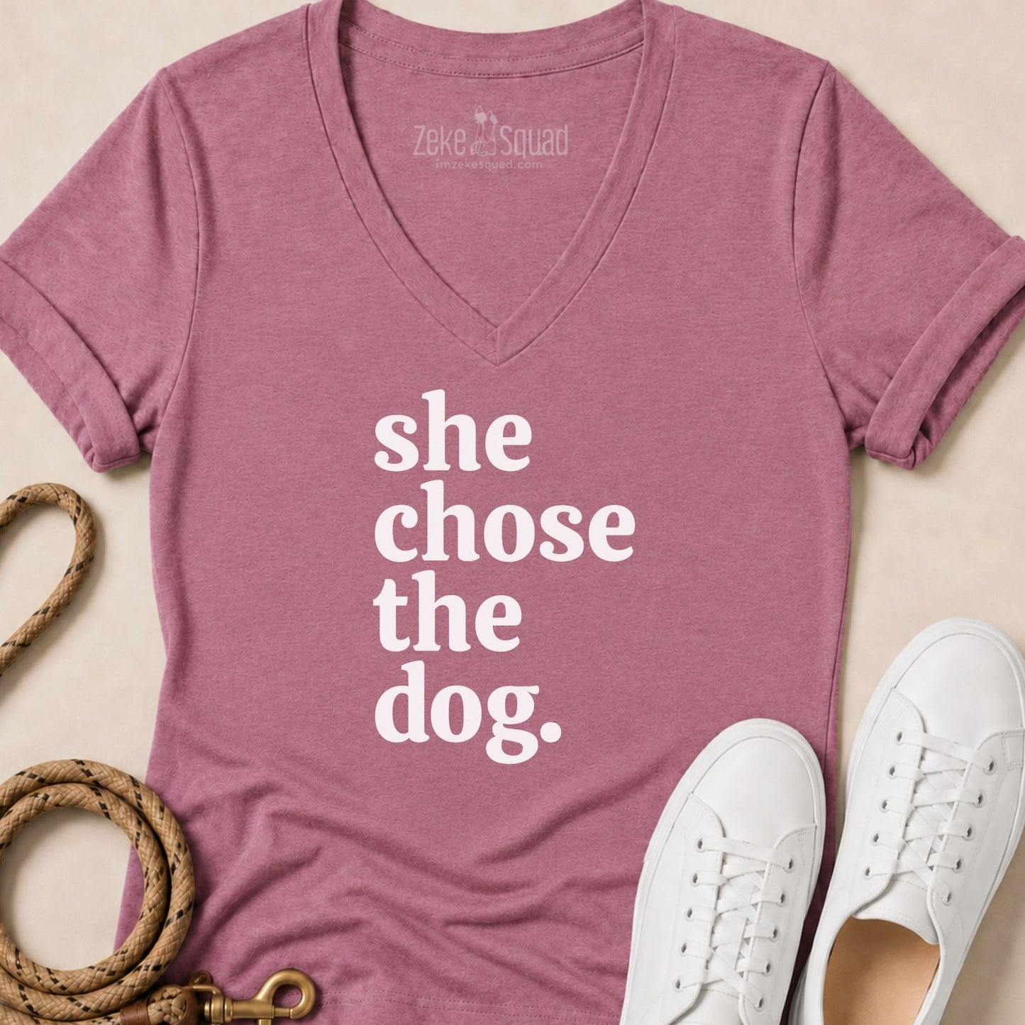 She Chose the Dog V-Neck T-Shirt