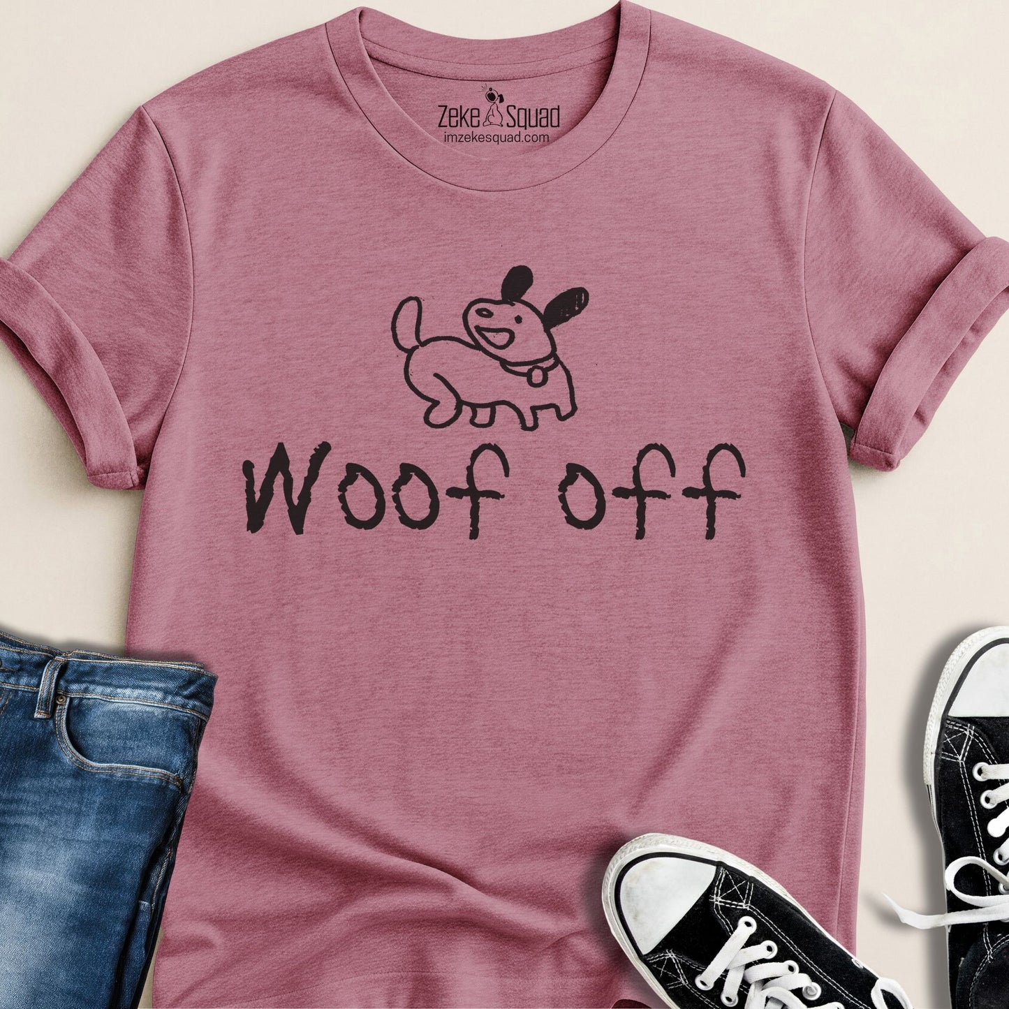 Woof Off Sketchy Dog T-shirt - Zeke Squad