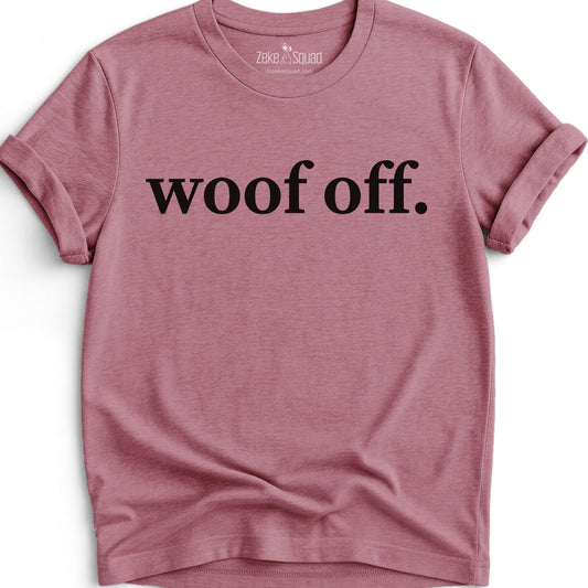 Woof Off tee in lilac for dog people | Zeke Squad