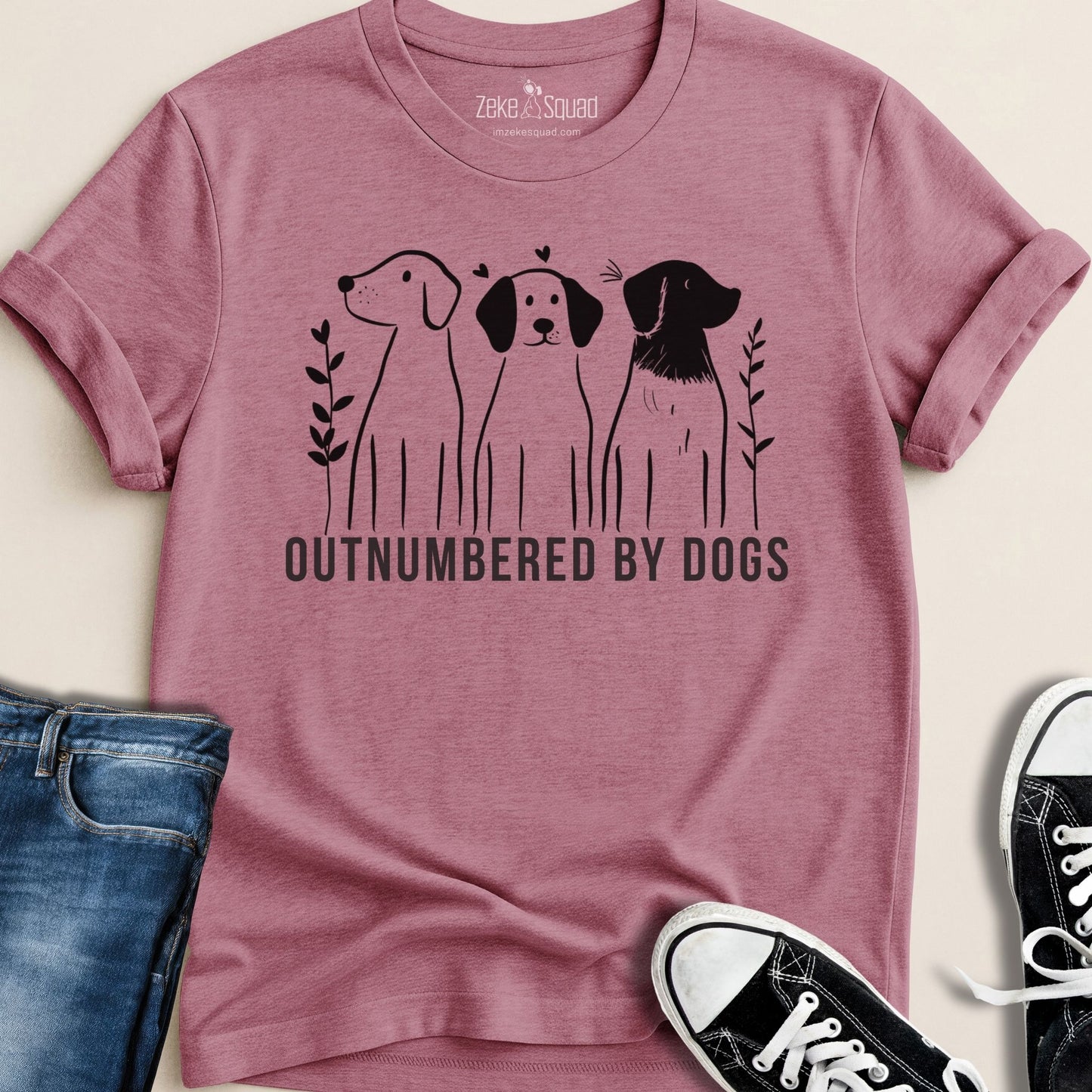 Outnumbered By Dogs T-shirt - Zeke Squad