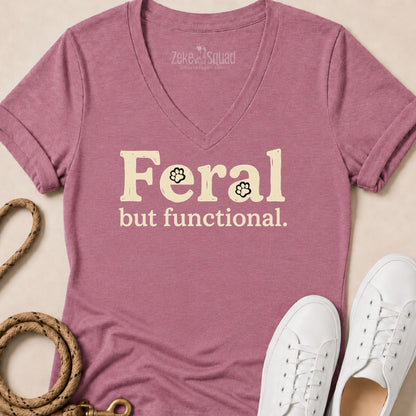 Feral but Functional Women's V-neck - Zeke Squad