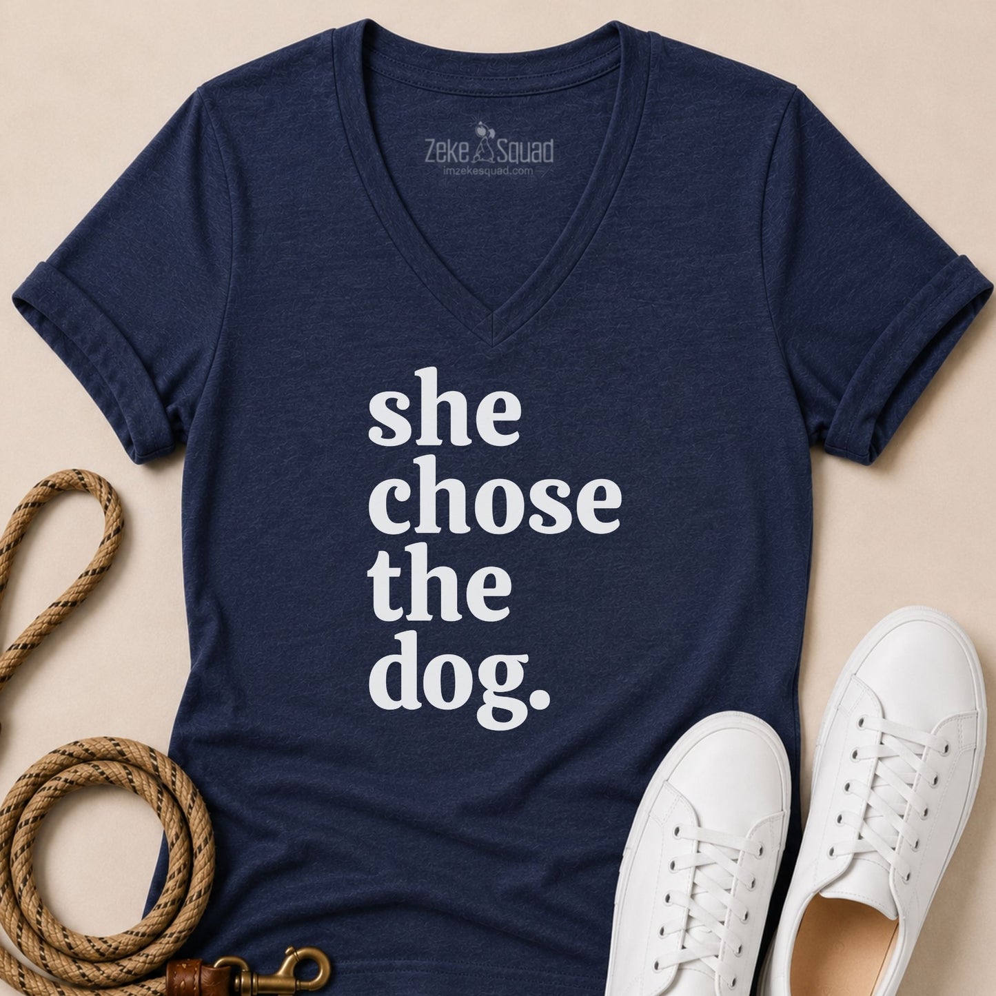 She Chose the Dog V-Neck T-Shirt