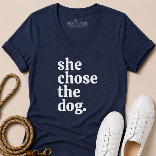 She Chose the Dog Women's V-neck