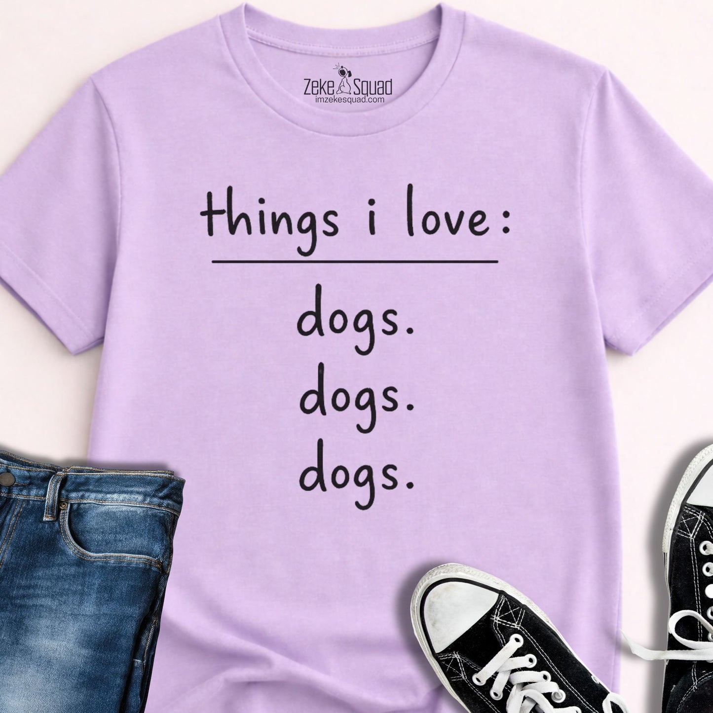 Things I Love: Dogs Graphic T-shirt - Zeke Squad