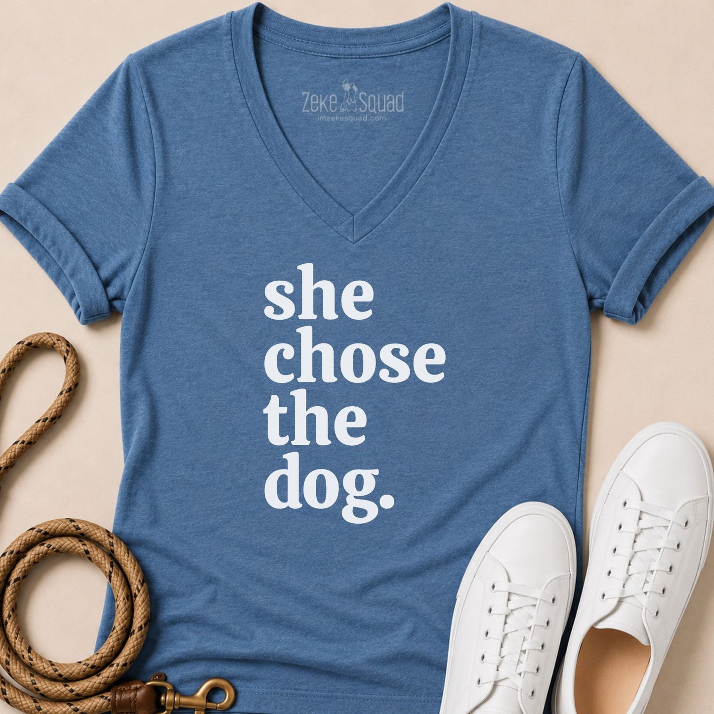 She Chose the Dog V-Neck T-Shirt