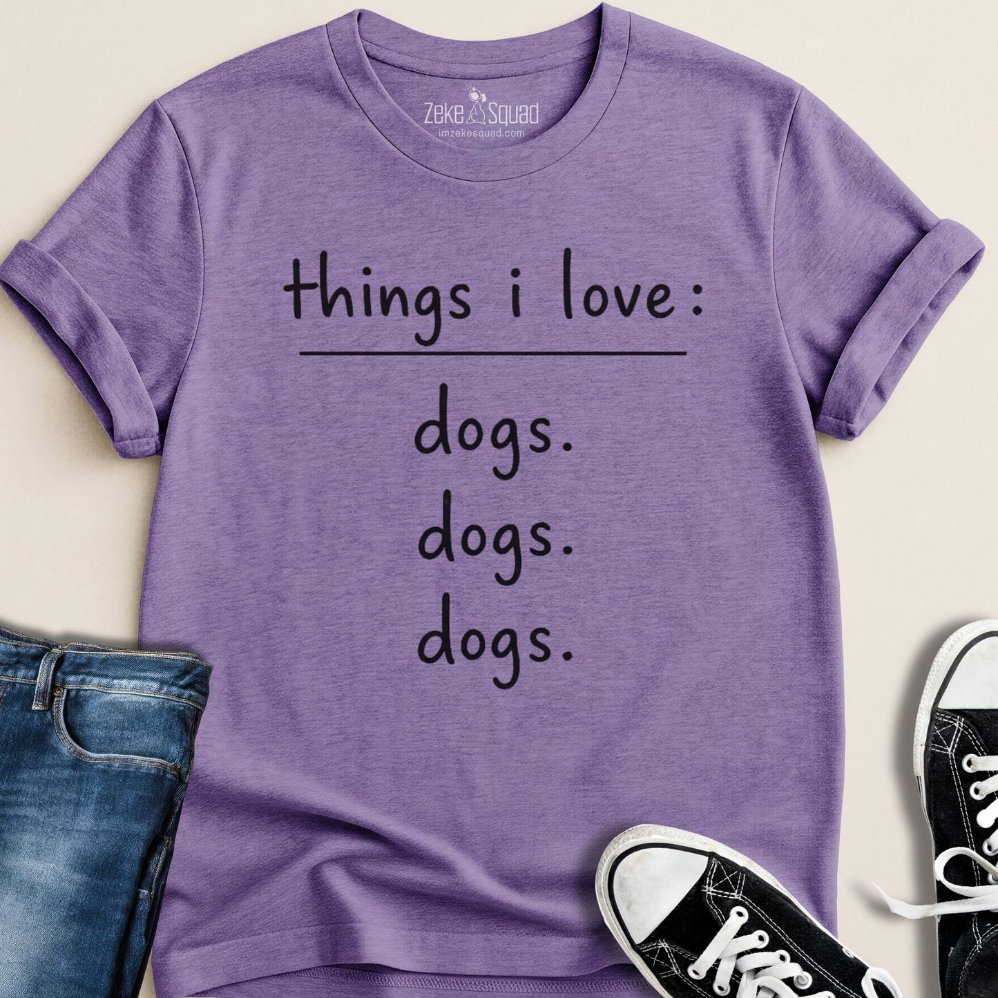 Things I Love: Dogs Graphic T-shirt - Zeke Squad