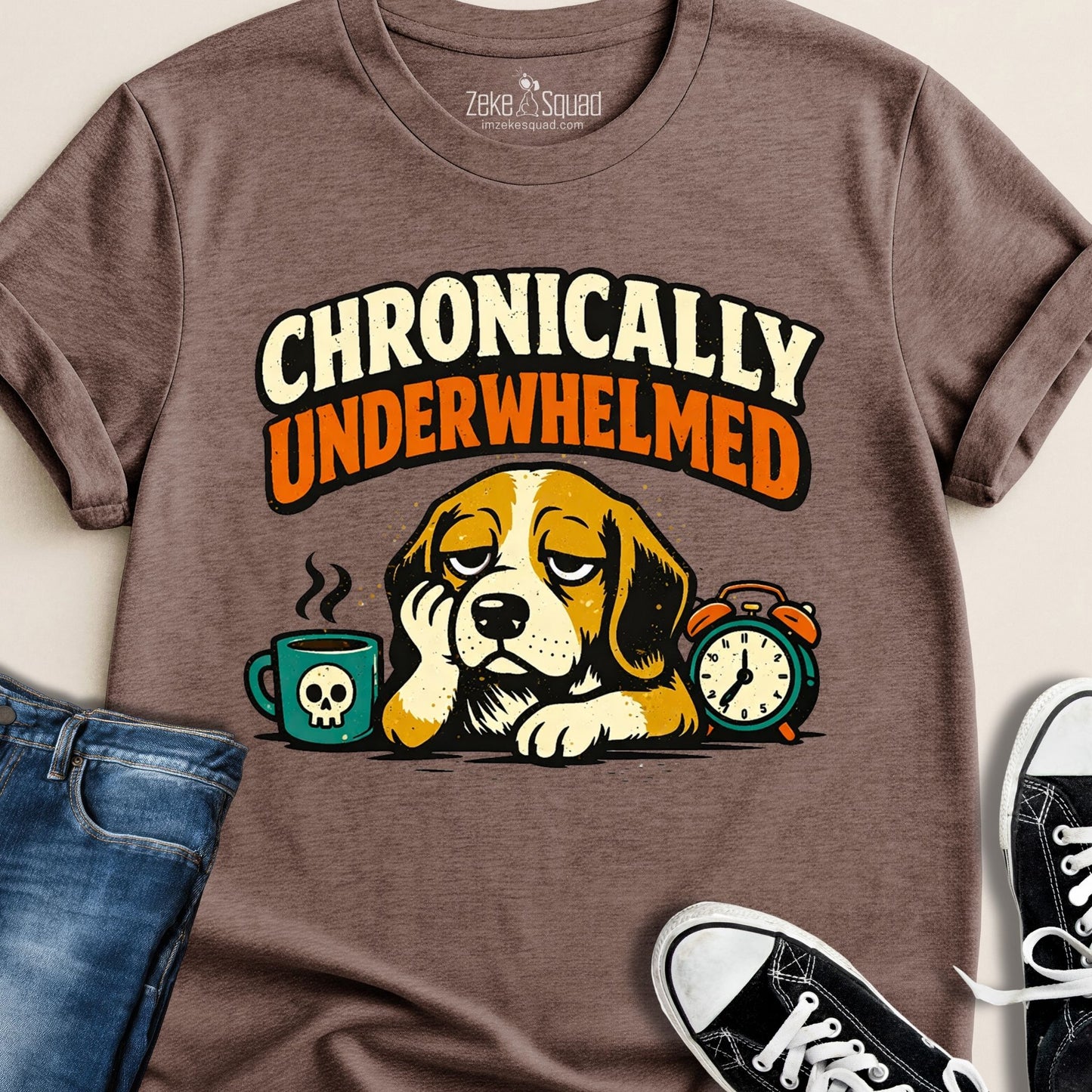 Chronically Underwhelmed Dog T-shirt – For People Who Feel Too Much - Zeke Squad