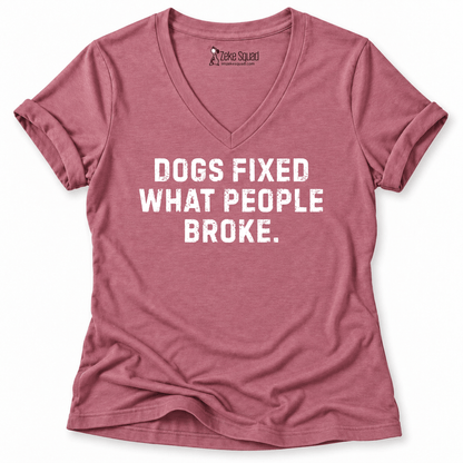 Dogs Fixed Women's V-neck - Zeke Squad