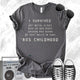 Unisex Zeke Squad T-shirt with the phrase “I Survived 80s Childhood” referencing no seat belts, riding in pickup trucks, and chicken pox scars.
