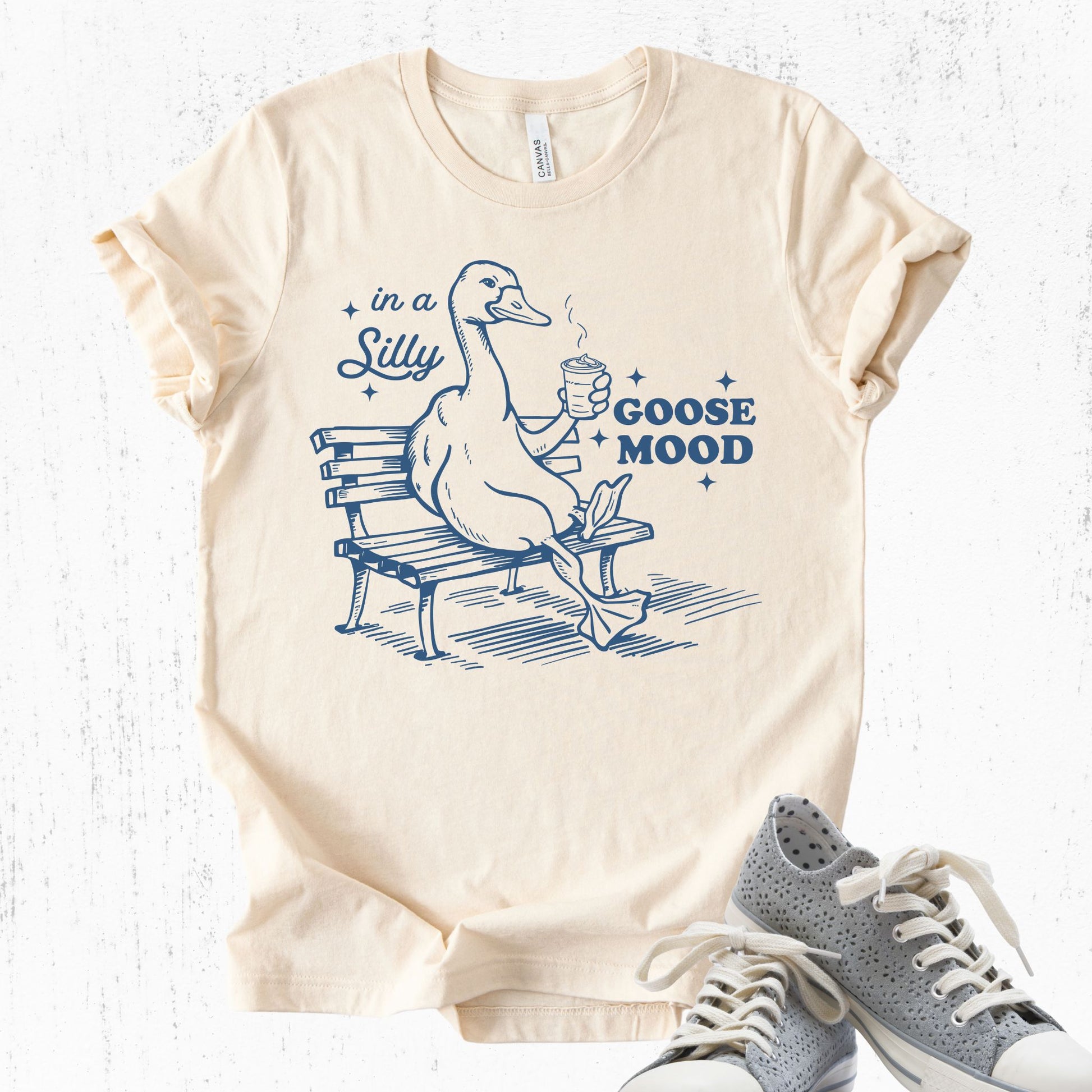 Unisex Zeke Squad T-shirt with the phrase “In a Silly Goose Mood” featuring a playful goose graphic.