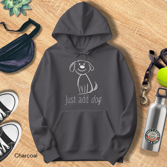 Just Add Dog Unisex Hoodie | Cozy Minimalist Dog Lover Sweatshirt – Zeke Squad