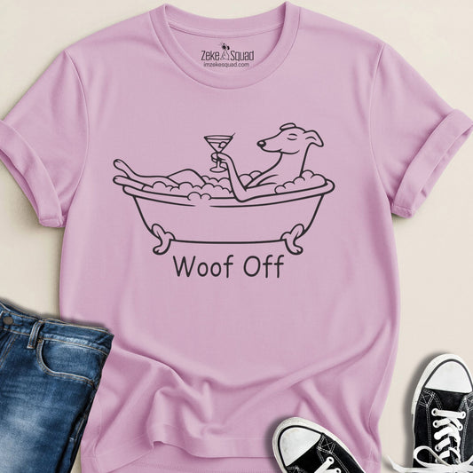 Bubbles. Martini. Woof Off. T-shirt - Zeke Squad