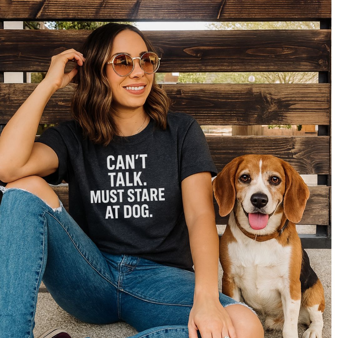 Can't Talk Must Stare at Dog T-shirt - Zeke Squad